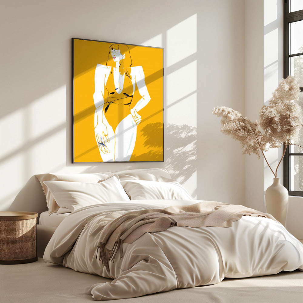 Mädchen im Badeanzug Gelb | Poster