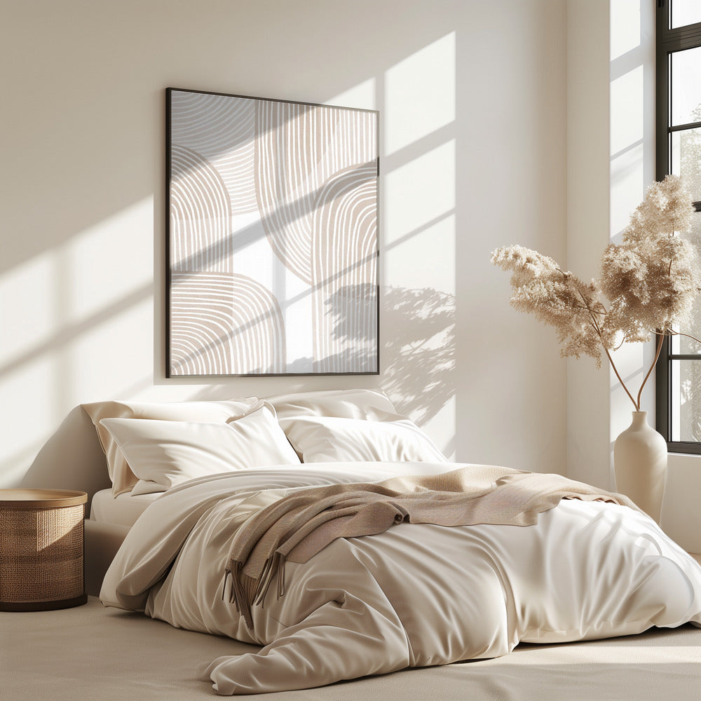 Abstrakte beige Linienkunst | Poster