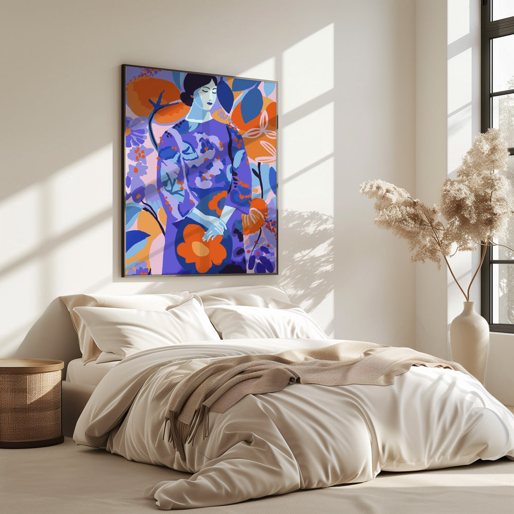Frau im Blumengarten | Poster