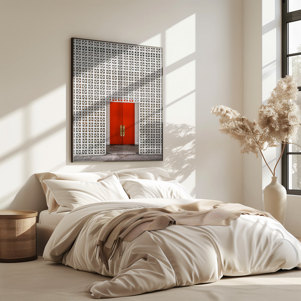 Leuchtend orangefarbene Tür | Poster