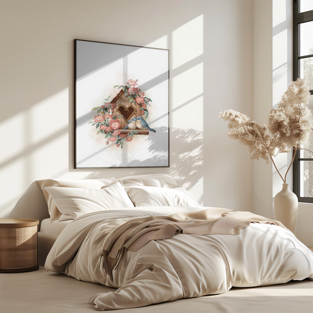 Bird House and rose | Poster