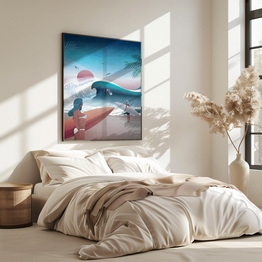 Sonnenuntergang Surfszene | Poster