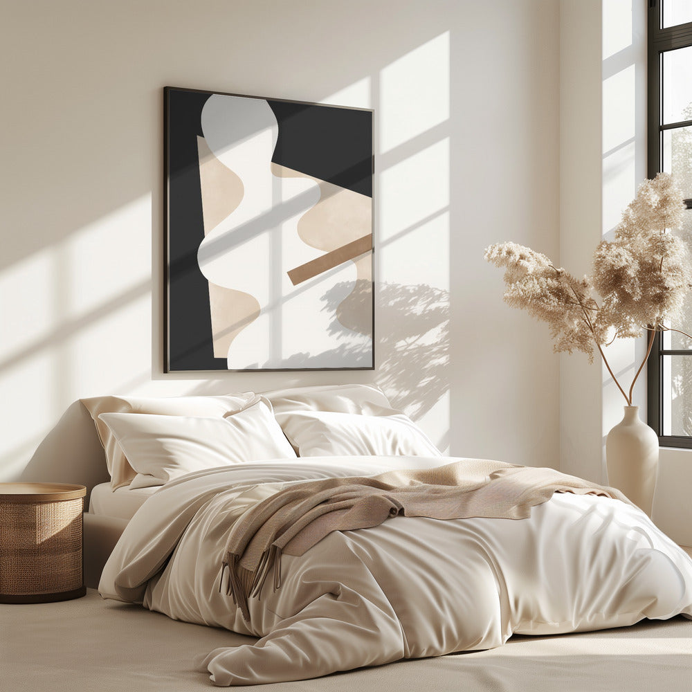 Beige Grafikkurven Kunst | Poster
