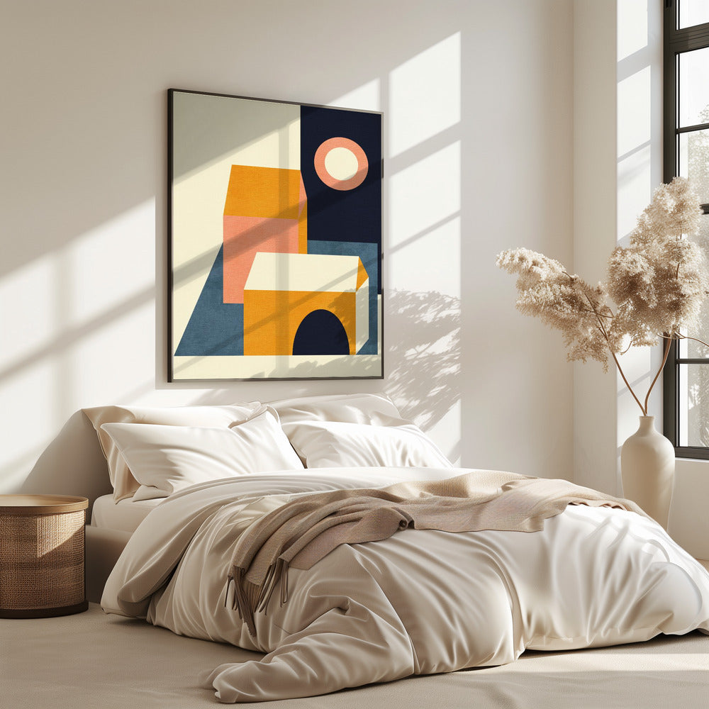 Rainbow Plus Shapes Blue Mustard11 | Poster