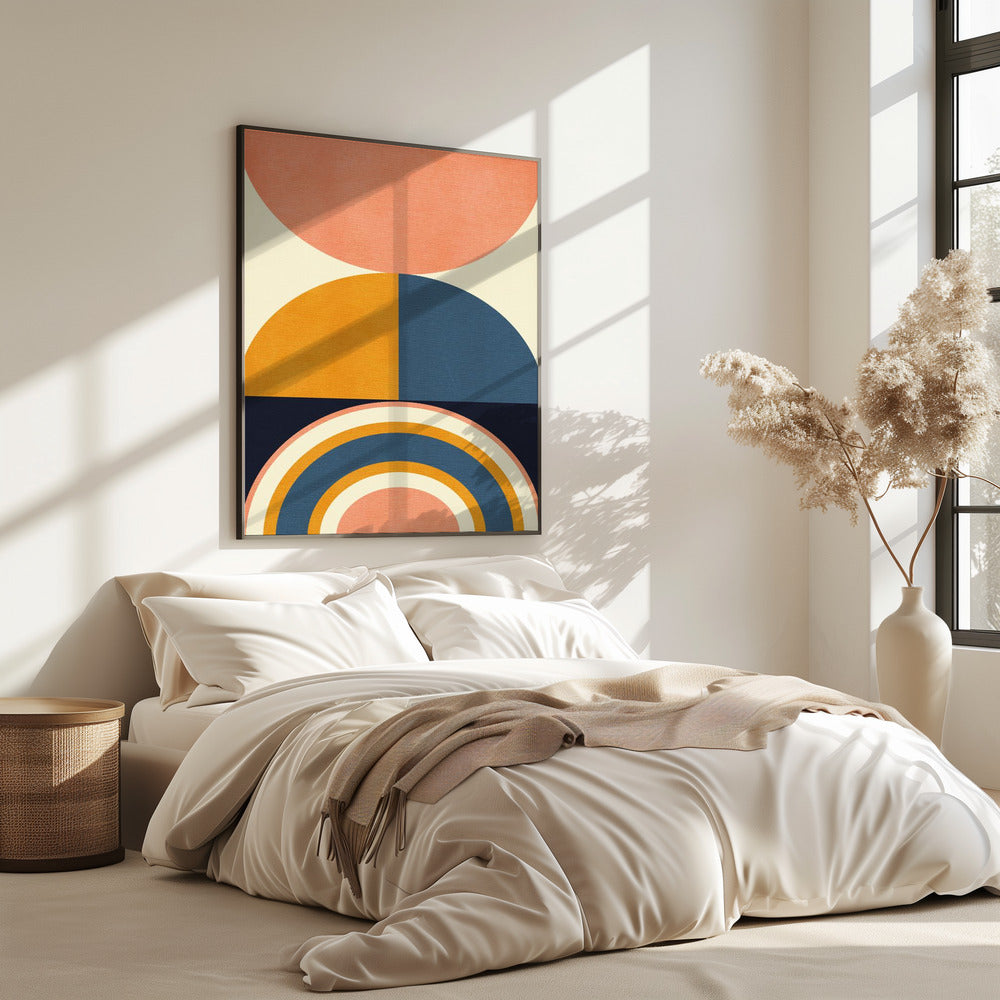 Rainbow Plus Shapes Blue Mustard10 | Poster