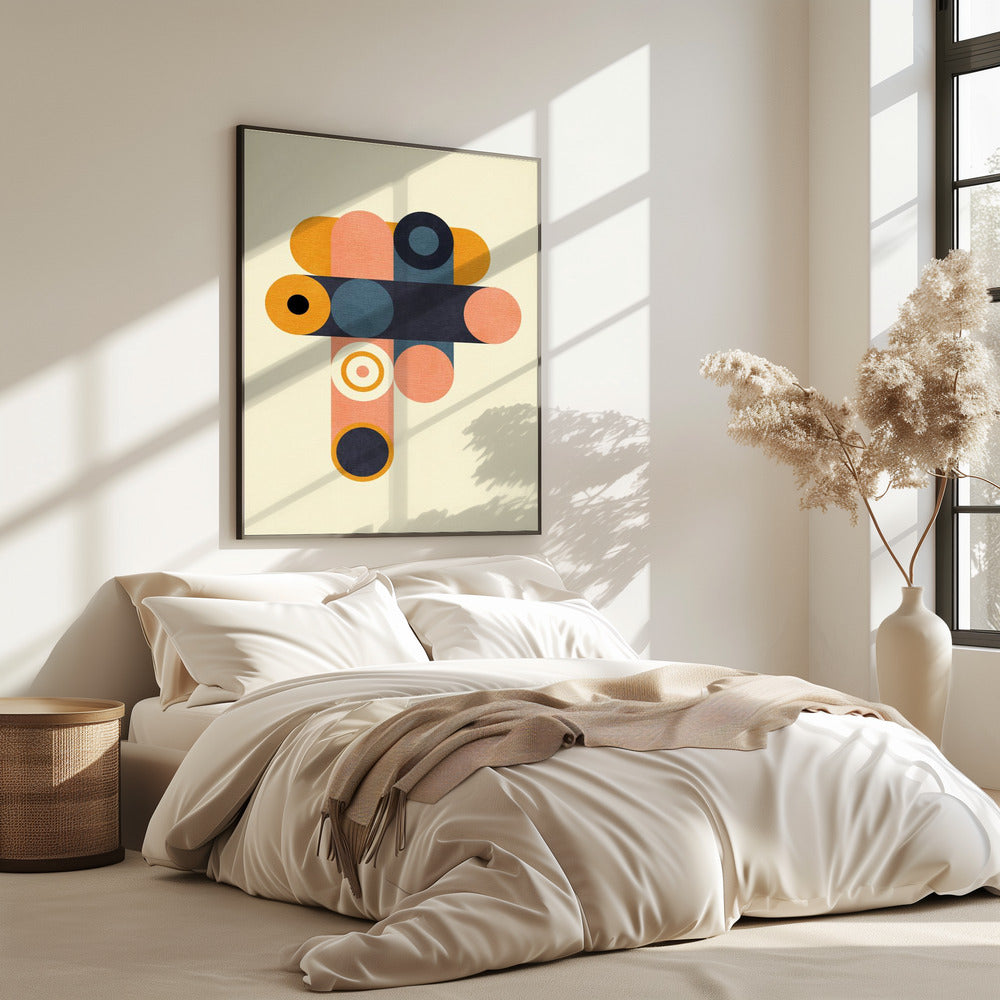 Rainbow Plus Shapes Blue Mustard8 | Poster
