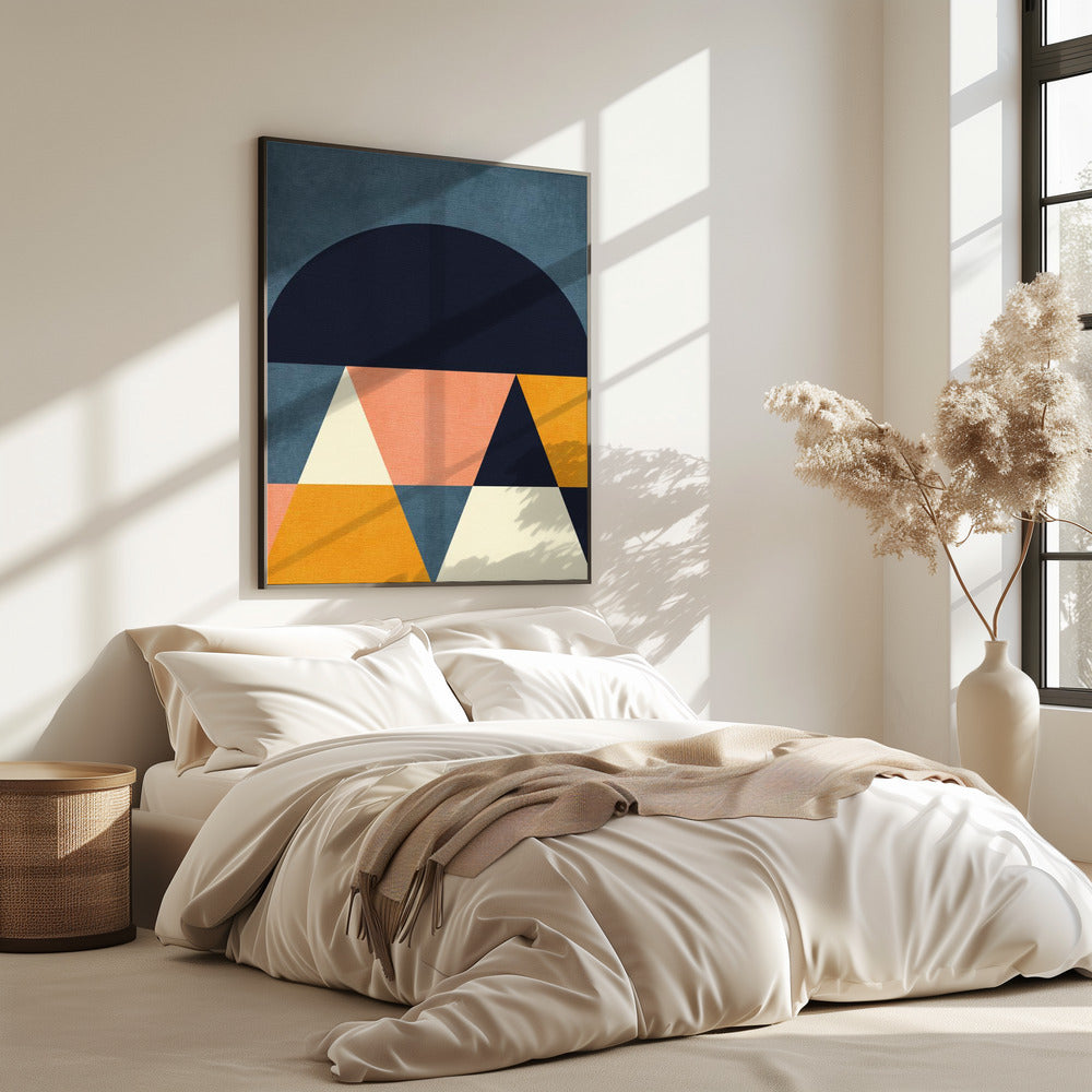 Rainbow Plus Shapes Blue Mustard4 | Poster