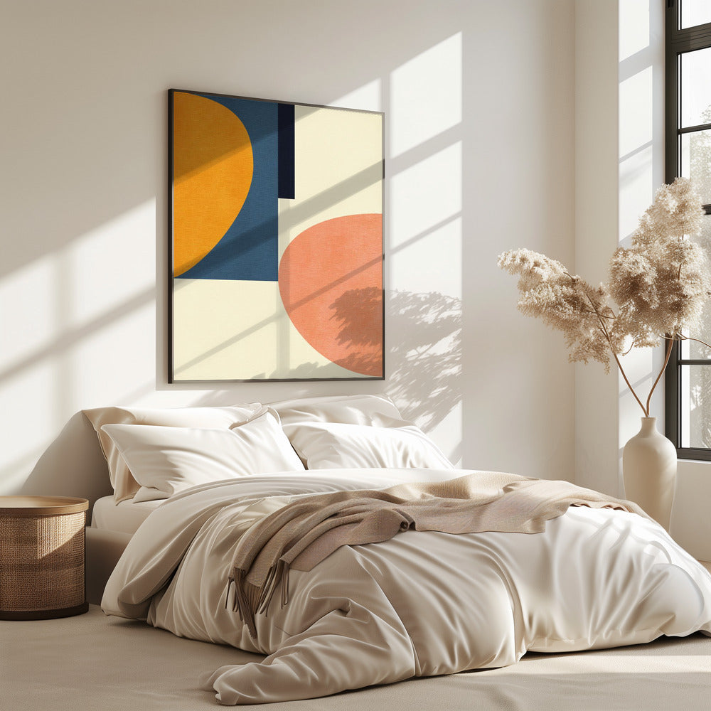 Rainbow Plus Shapes Blue Mustard1 | Poster