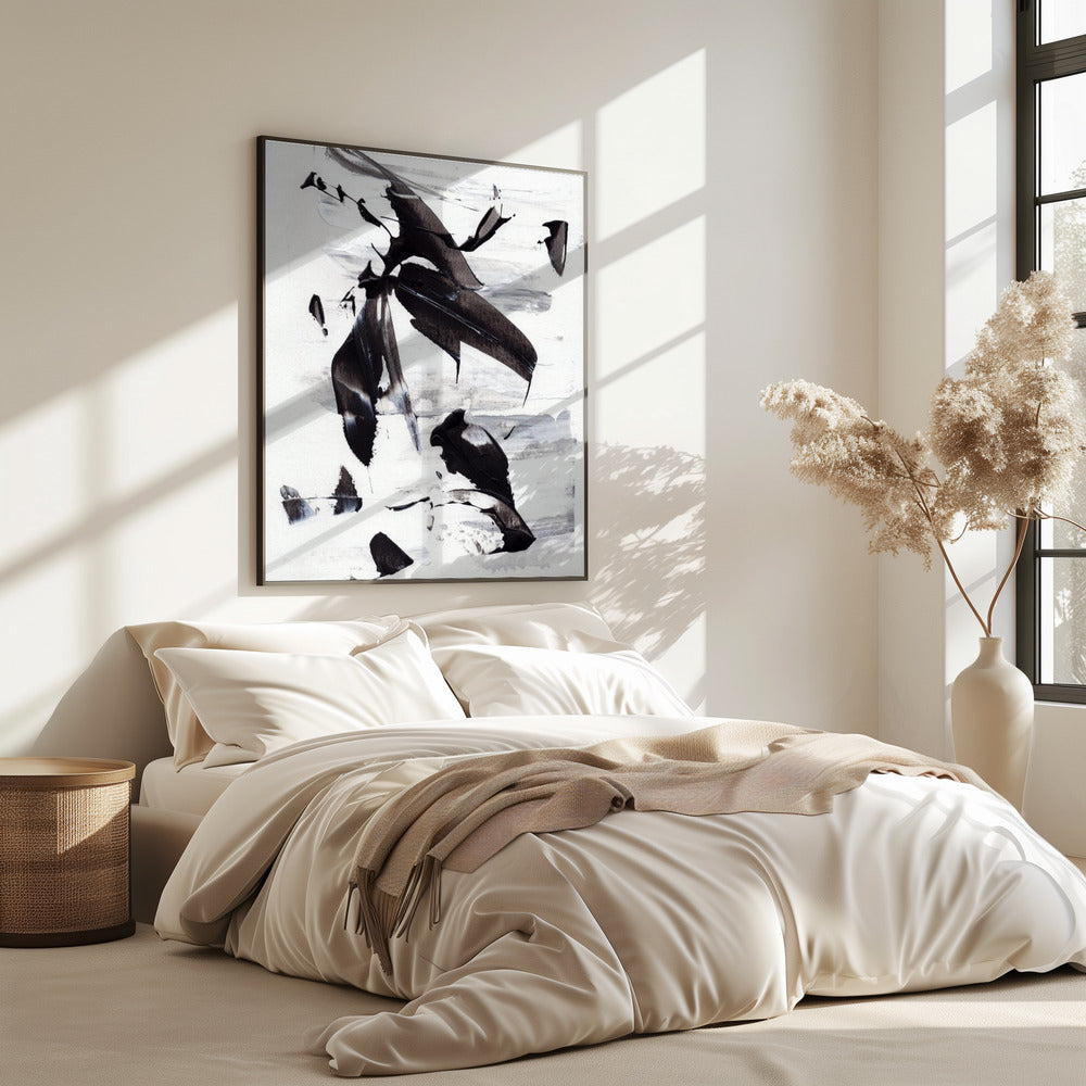 Monochrome dynamische Pinselstriche | Poster