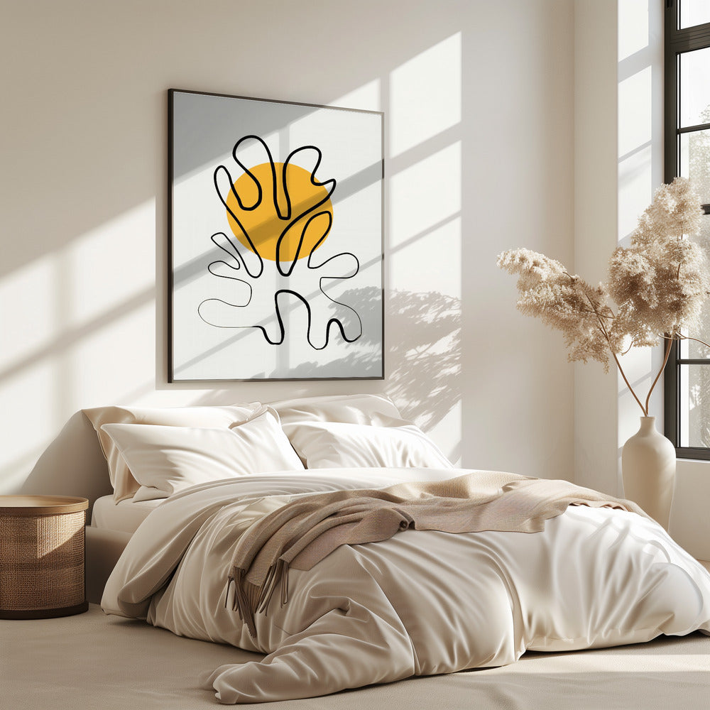 Minimalistisches Korallen- und Sonnen-Poster