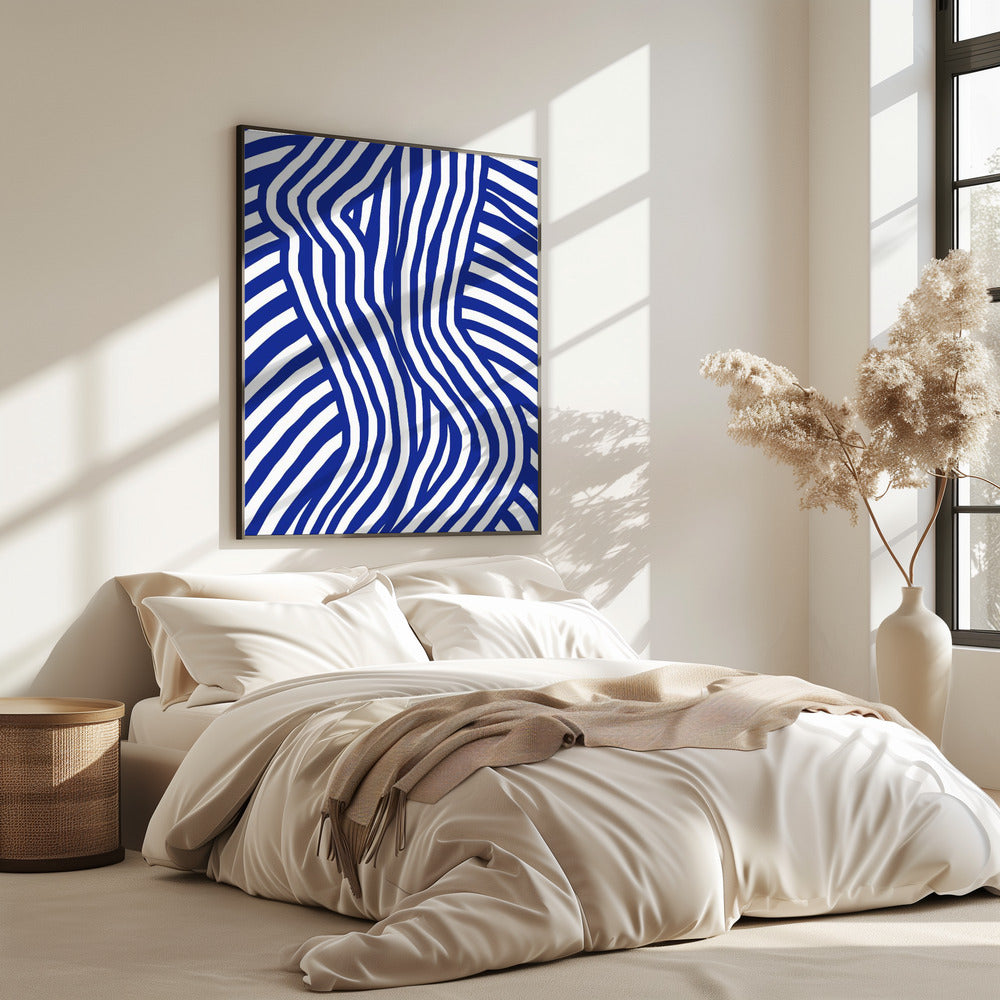 Blau-weiß gestreifter Akt | Poster