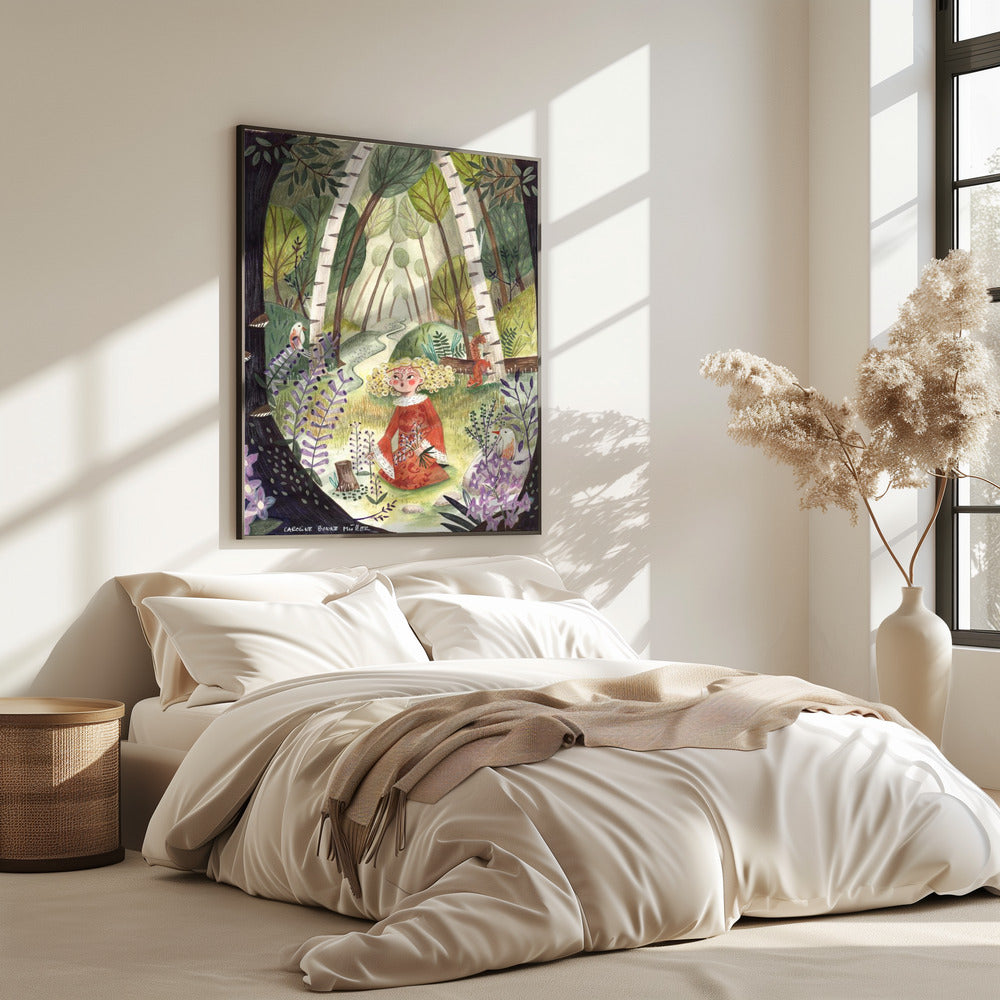 Prinzessin im Wald mit Blumen | Poster