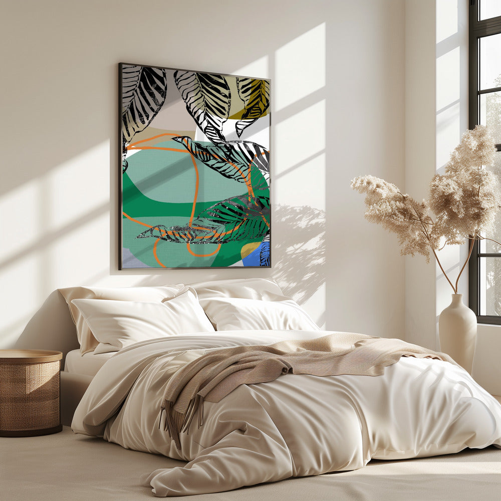 Abstract Black Leaves With Colour No2 | Poster