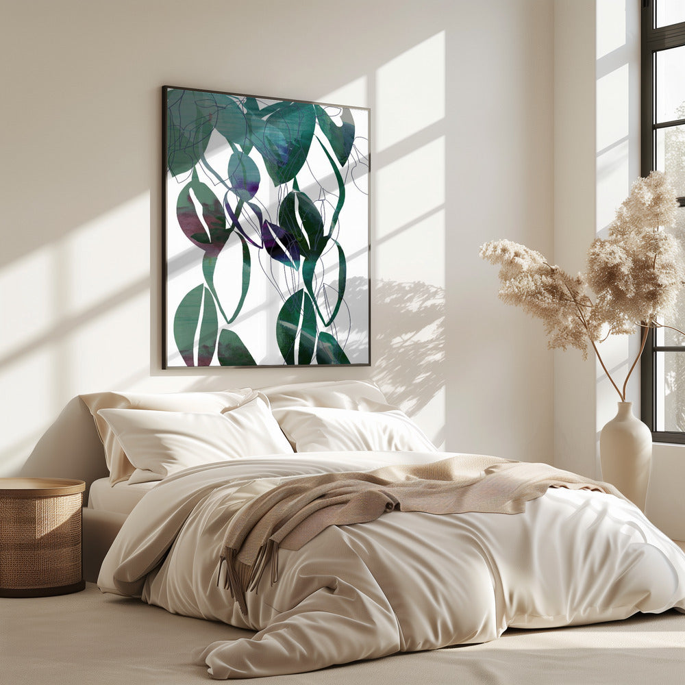 Botanische Blattkunst in Marineblau 4 | Poster