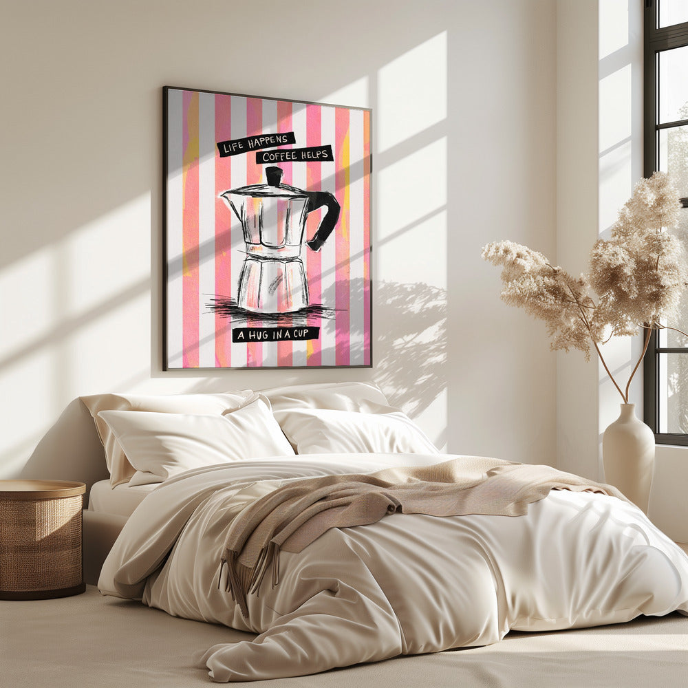 Mokka-Kaffee auf Streifen – Umarmung in einer Tasse | Poster