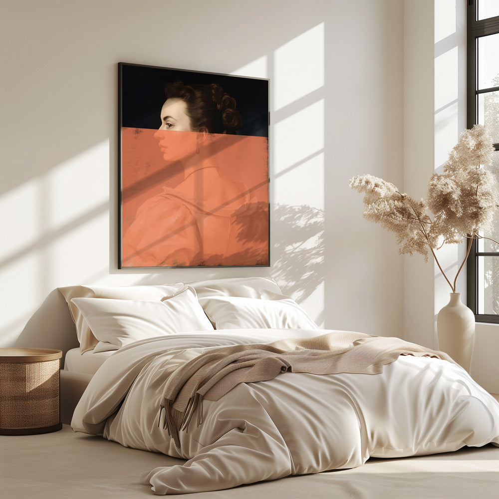 Verändertes Frauenporträt Orange Moderne Kunst | Poster