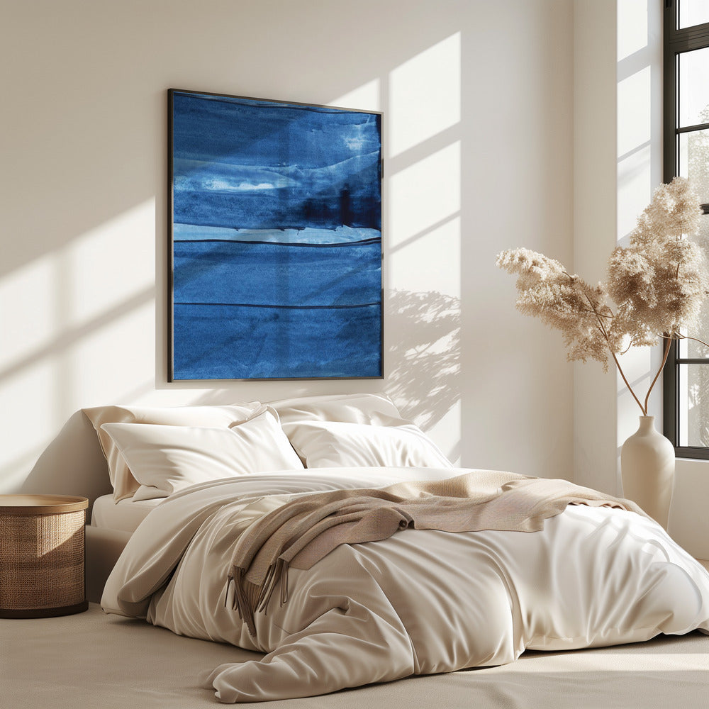 Blue Texture Flowing Vertical Lines | Poster