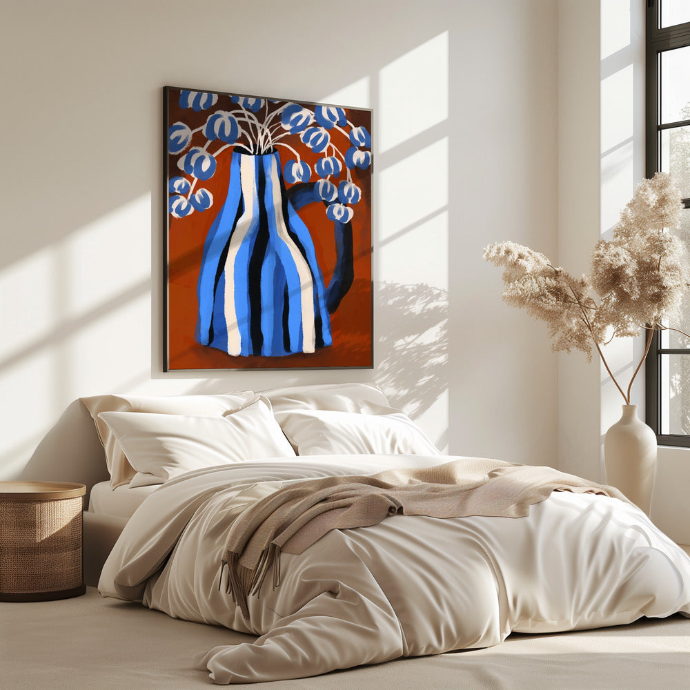 Gestreifte Vase Blüten | Poster