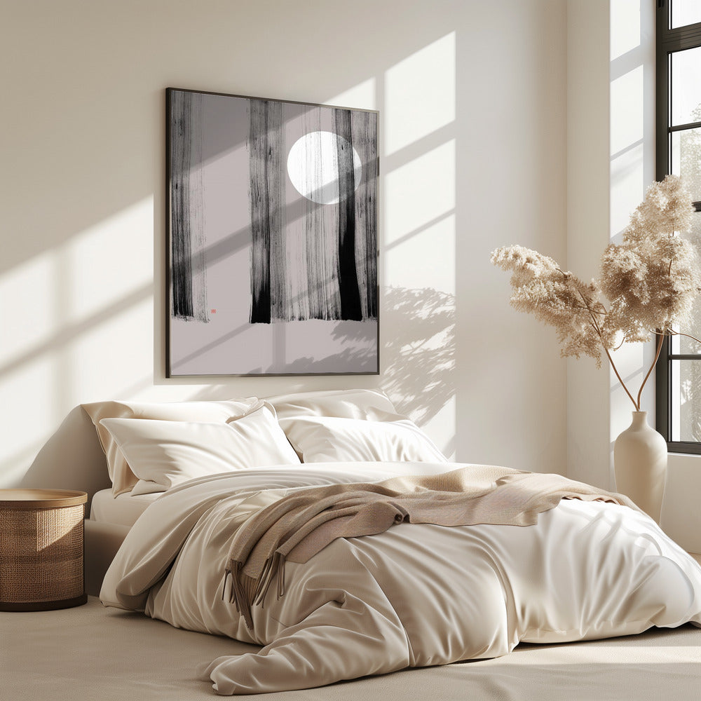 Versteckter Mond Nr. 1 | Hinter den Bäumen | Poster