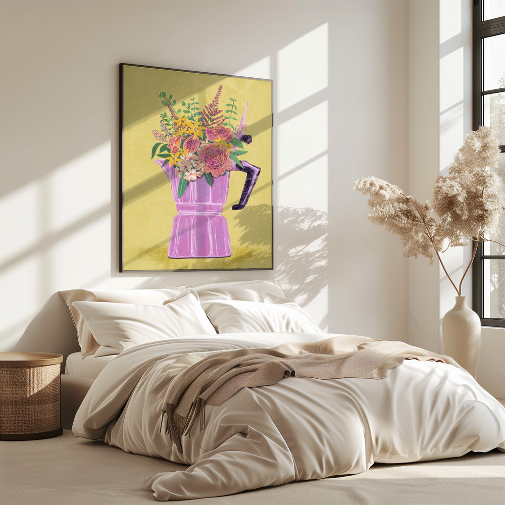 Espressomaschine mit Blumen | Poster