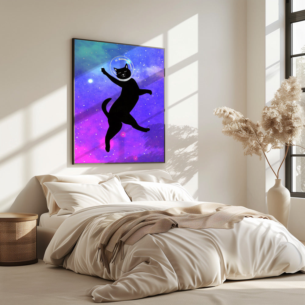 Glückliche Weltraumkatze | Poster