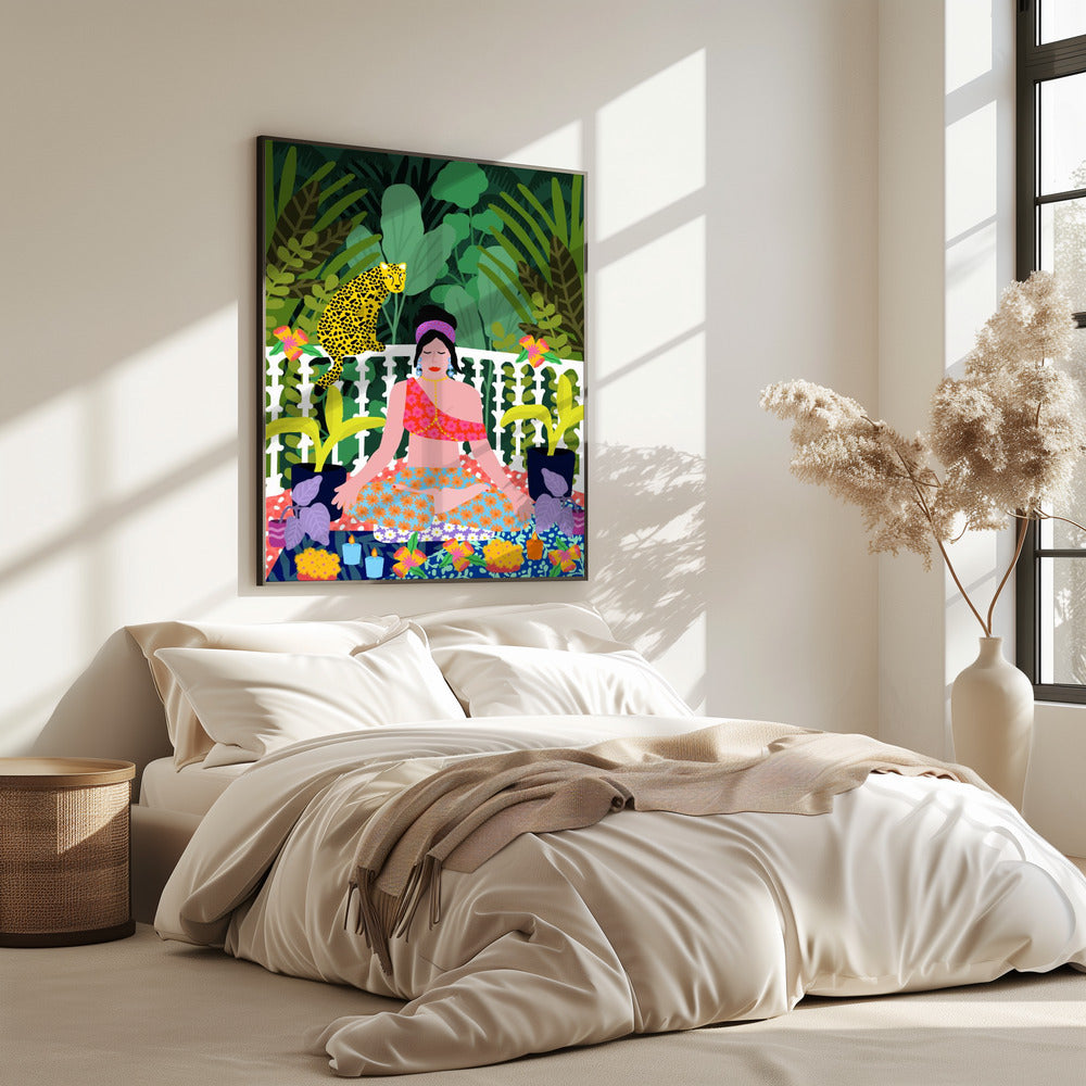 Frau im Lotussitz | Poster