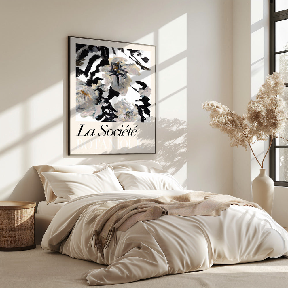 La Société Botanique Schwarze und weiße und cremefarbene Blumen 2 | Poster