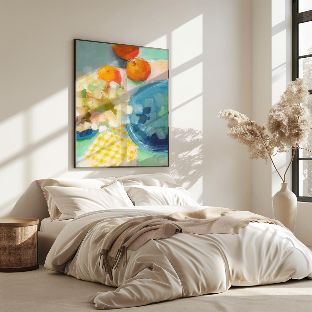 Orangen und Hortensien | Poster