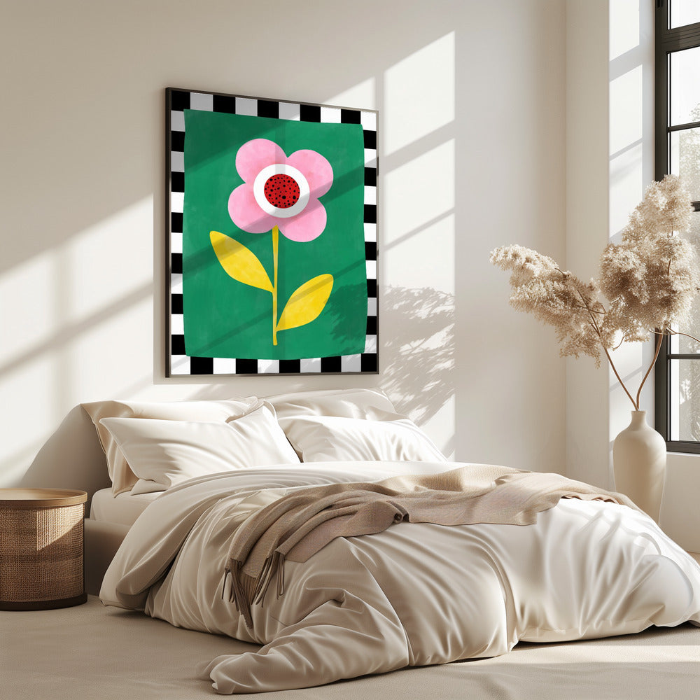 Rosa Blume mit gelben Blättern | Poster