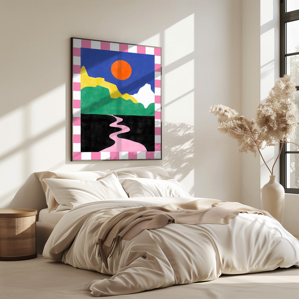Minimalistische Landschaft mit leuchtenden Farben | Poster