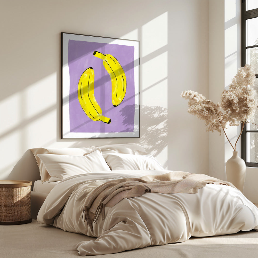 Zwei leuchtend gelbe Bananen | Poster