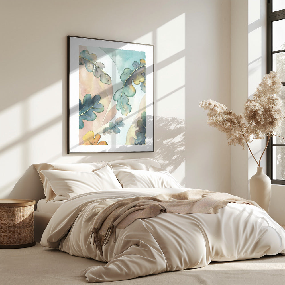 Watercolor Oak Leafs | Poster