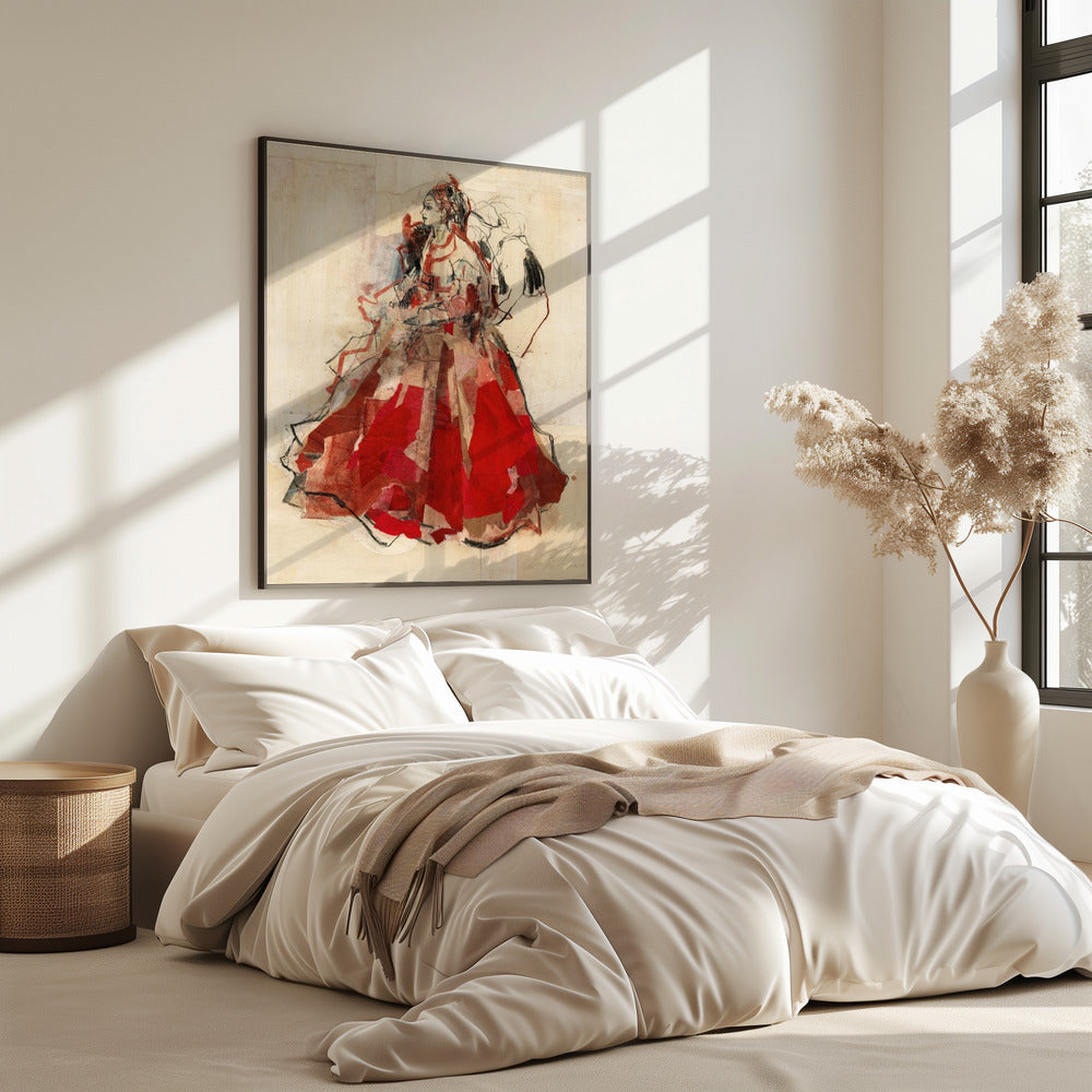 Frau in einem leuchtend roten Kleid | Poster