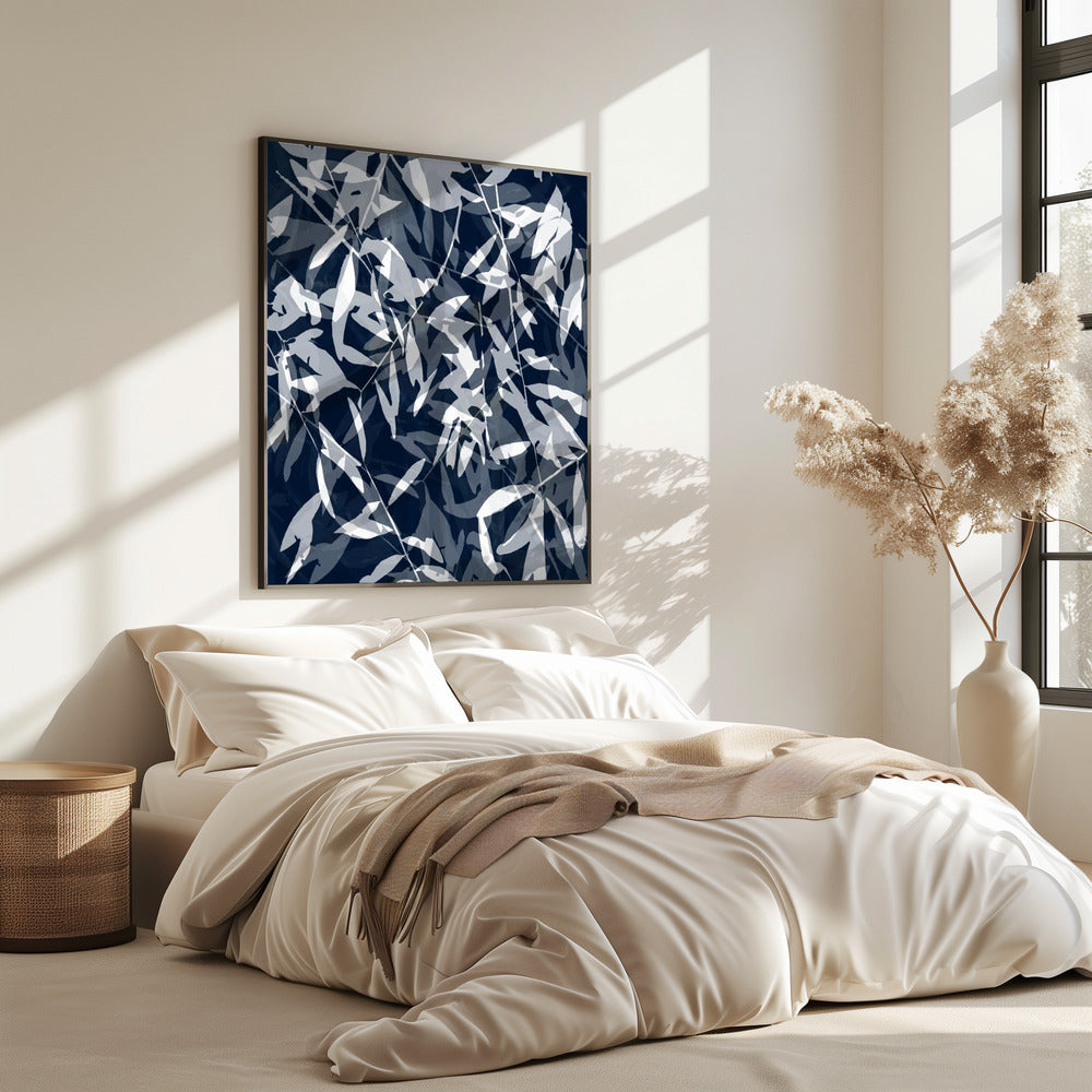 Navy White Bamboo 3 | Poster