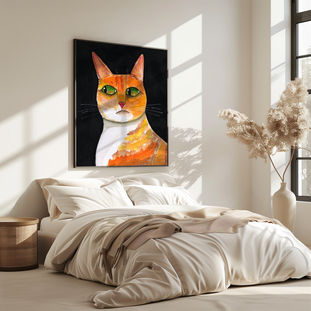 Seitenaugen-Katze Nahaufnahme Ingwerkatze | Poster