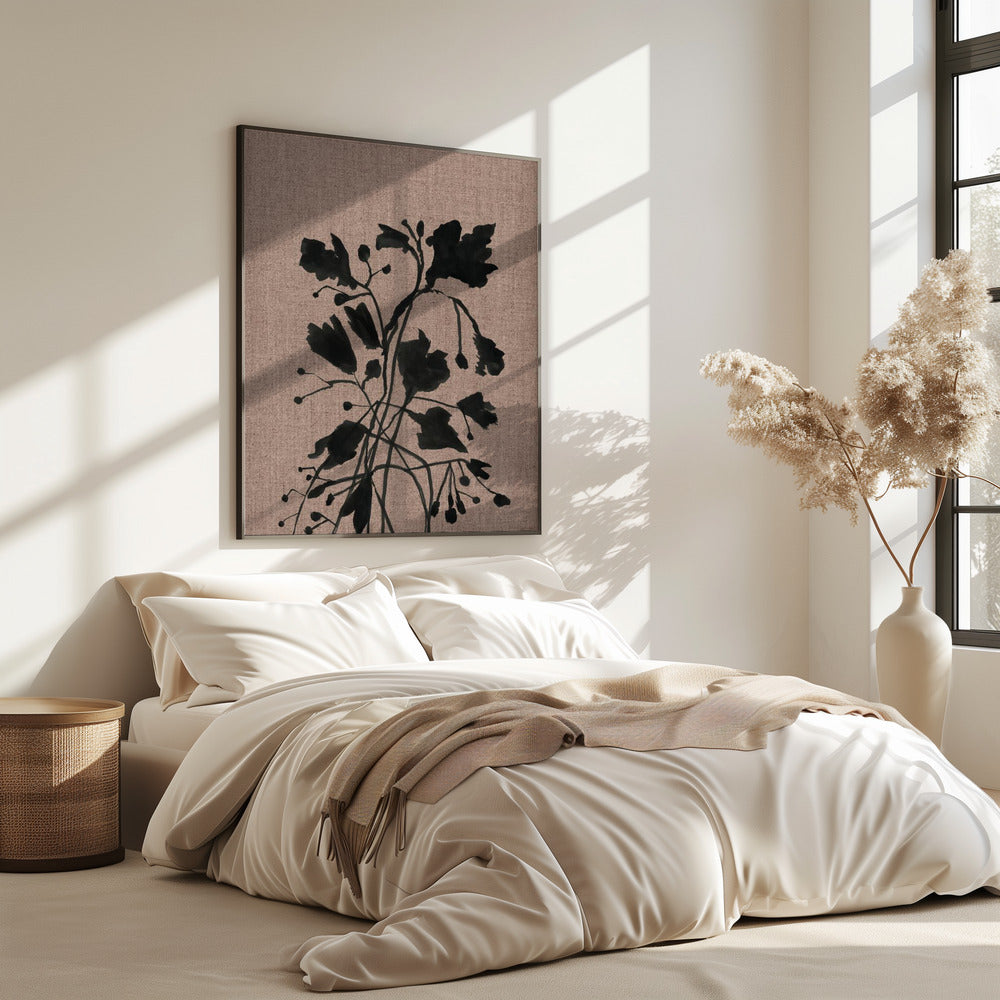 Schwarzes Blumenmuster II | Poster