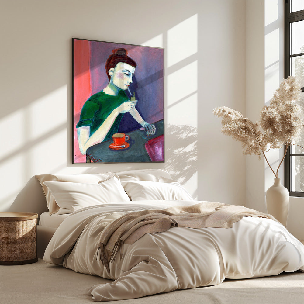 Dame zündet Zigarette an | Poster