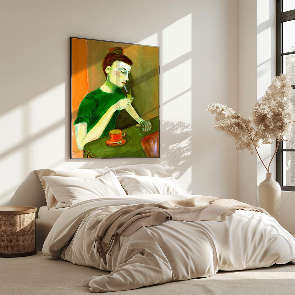 Dame zündet Zigarette an | Poster