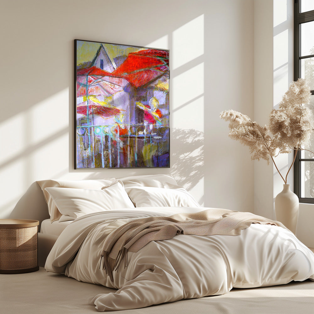 Rote Regenschirme | Poster