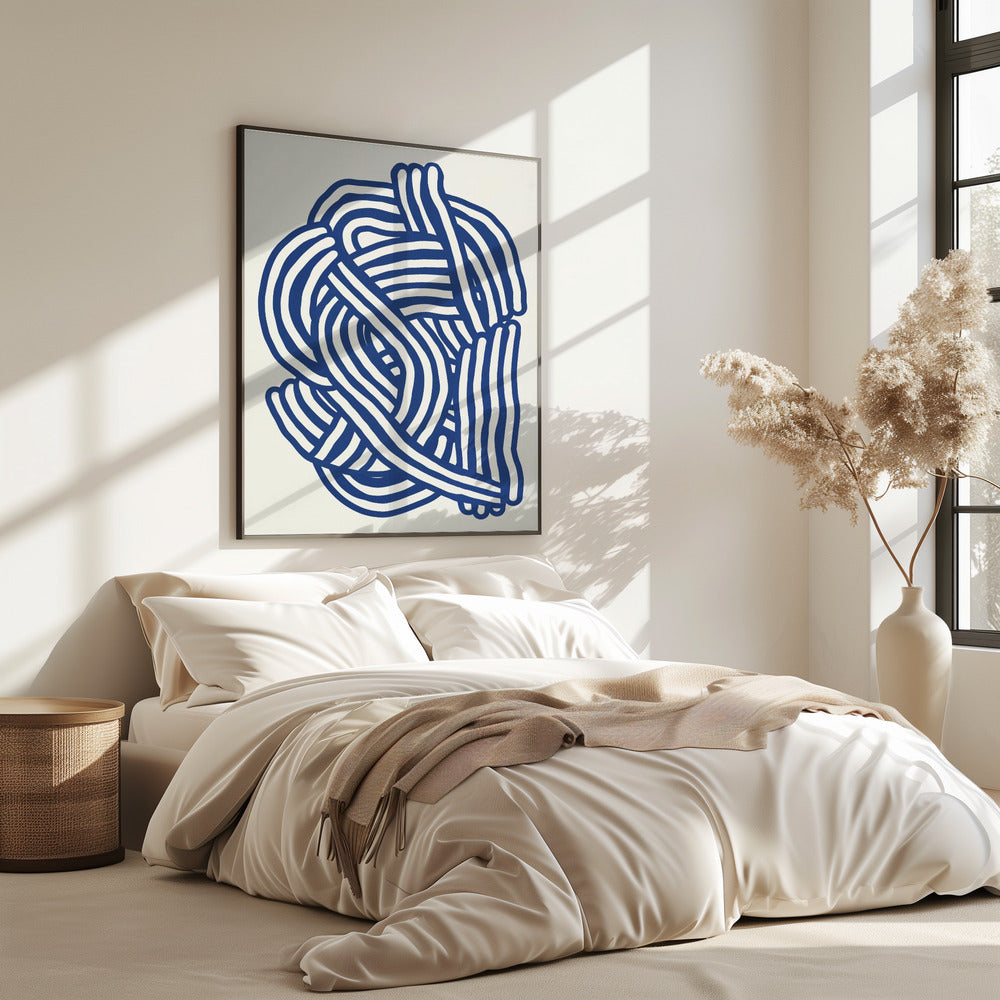 Organische Linienkunstform in Blau | Poster