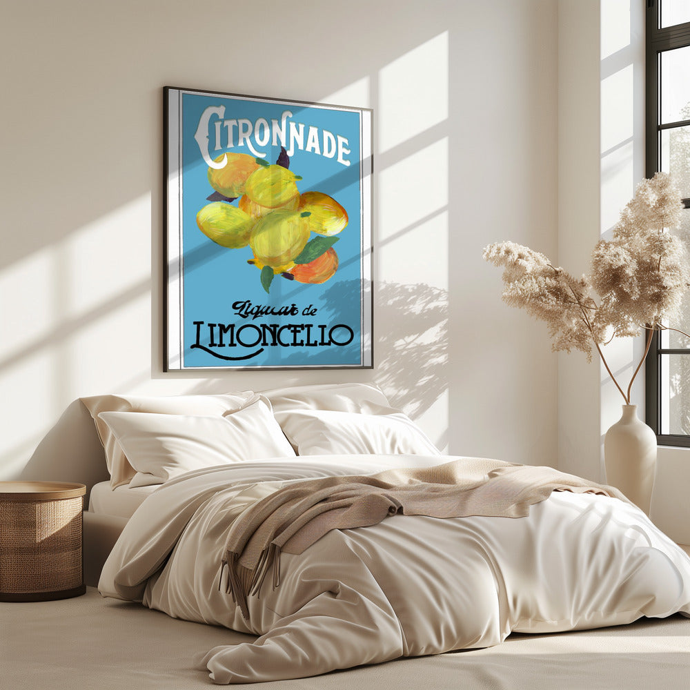 Citronnade Limoncello auf Blau und Schwarz | Poster