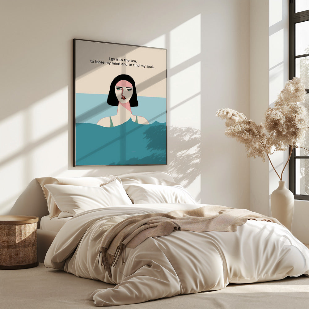 Ozean-Schwimmerin mit Text | Poster