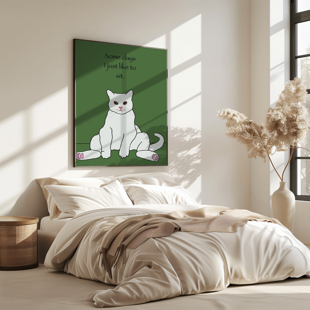 Weiße Katze mit Zitat | Poster