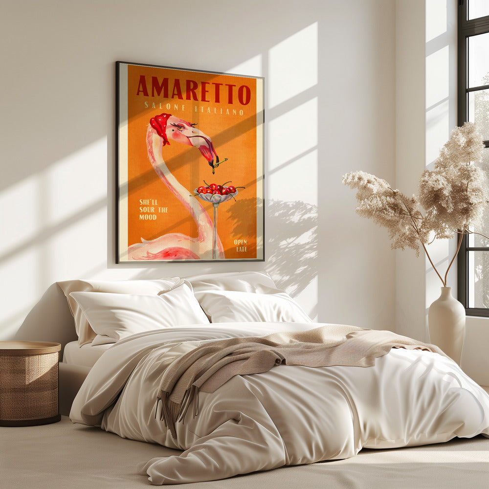 Amaretto Flamingo Art Deco Italian Cafe Travel Art | Poster