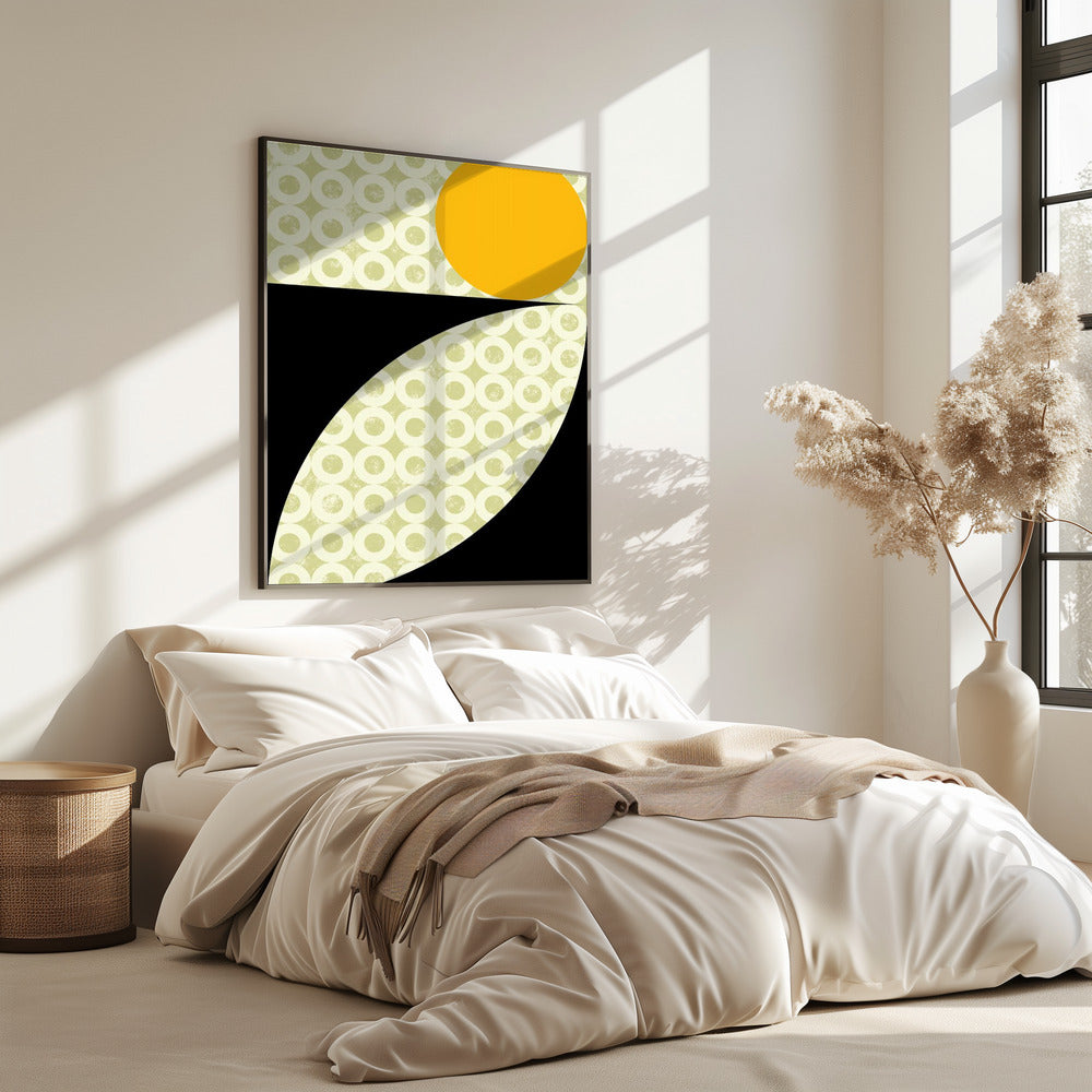 Geometrische Formen mit einem kräftigen gelben Kreis | Poster