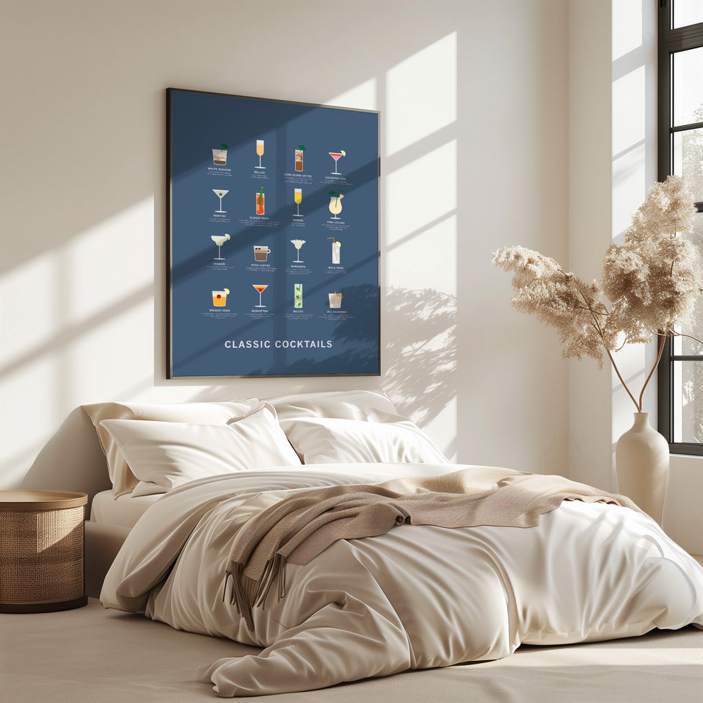 Klassische Cocktails Poster blau | Poster