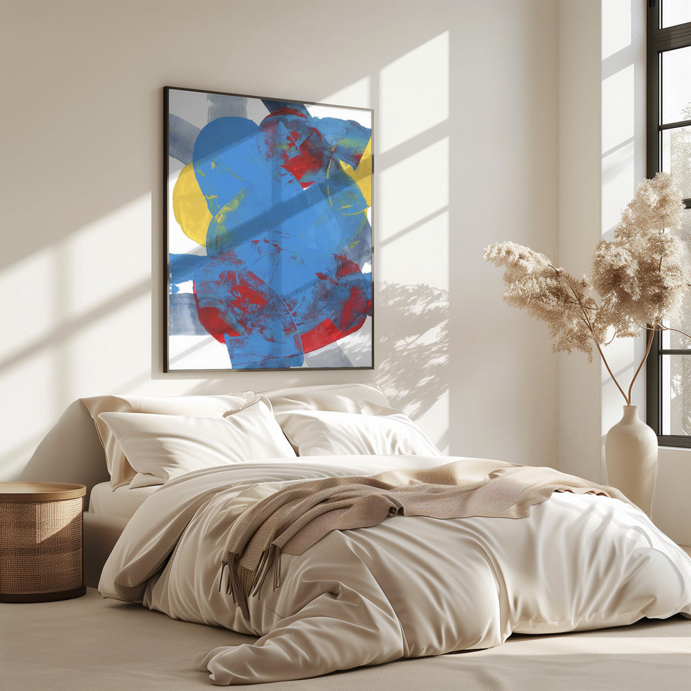 Abstract Blue Red Yellow Shapes 2 | Poster