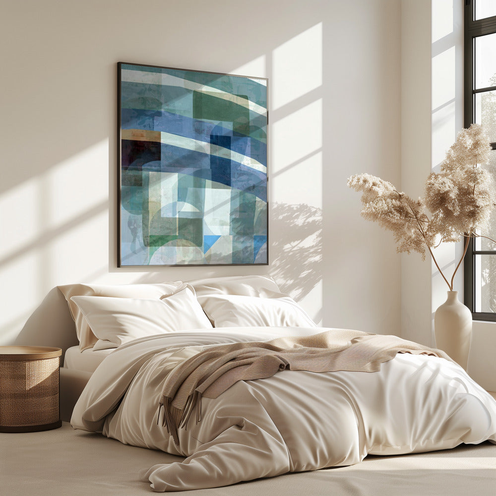Abstract Blue and Neutral Shapes 1 | Poster