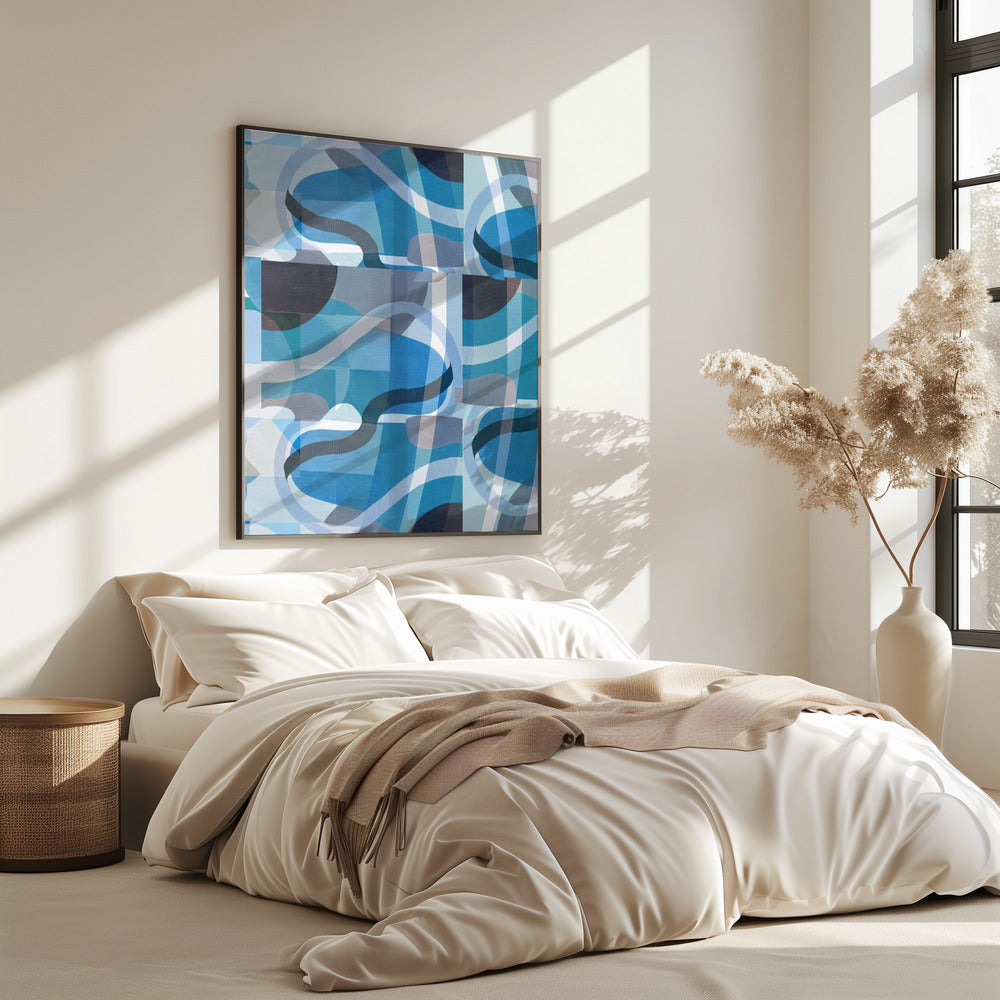 Abstract Blue and Neutral Swervy Shapes 3 | Poster