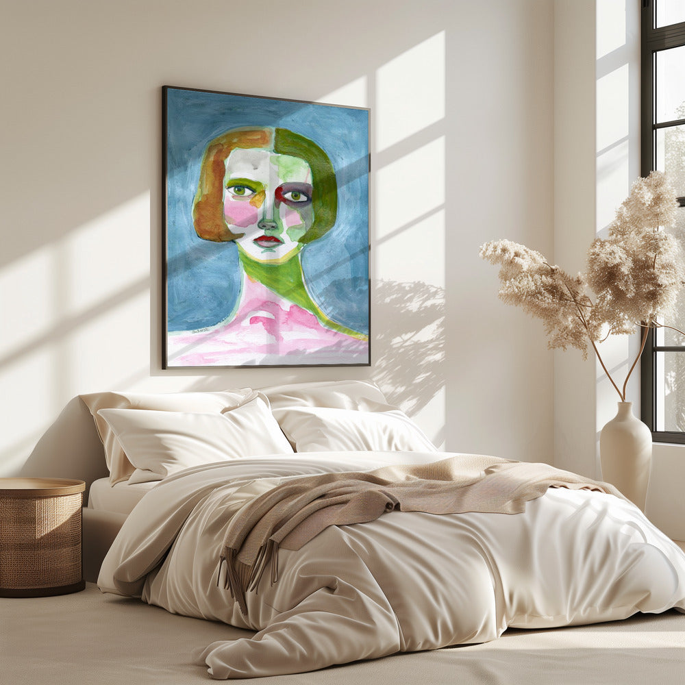 Dame mit Bob-Haarschnitt Blau | Poster